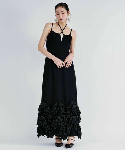 Ezick ワンピース Frill-hem cami dress ヘムフリルキャミワンピース