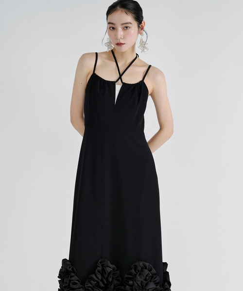 Ezick ワンピース Frill-hem cami dress ヘムフリルキャミワンピース