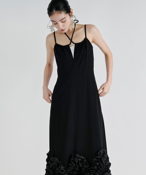 Ezick パーティードレス ワンピース Frill-hem cami dress ヘムフリル
