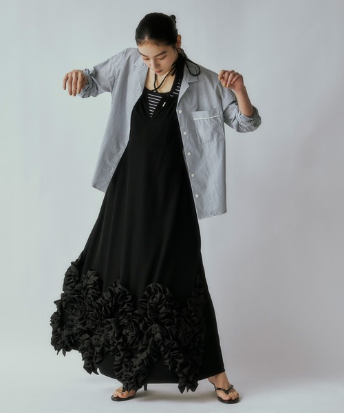 Ezick ワンピース Frill-hem cami dress ヘムフリルキャミワンピース