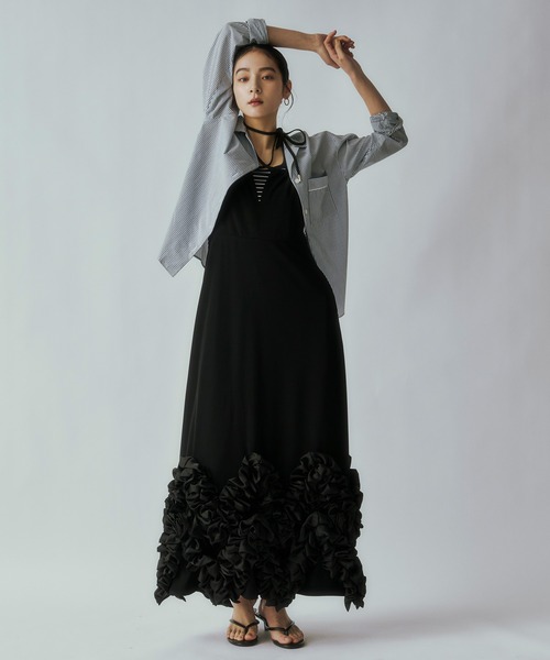 Ezick パーティードレス ワンピース Frill-hem cami dress ヘムフリル