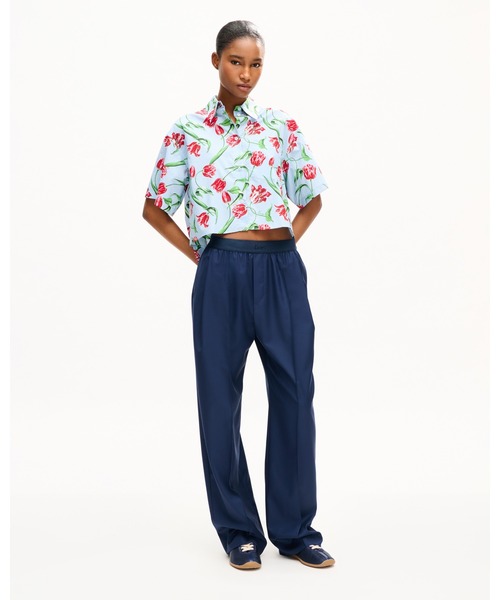 ブラウス シャツ 'KENZO Tulip' ショートスリーブ シャツ イン コットン ポプリン レディースの画像