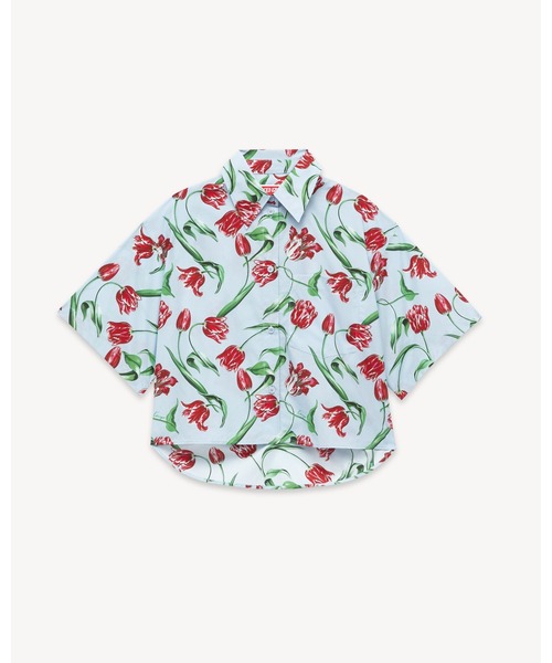 ブラウス シャツ 'KENZO Tulip' ショートスリーブ シャツ イン コットン ポプリン レディースの画像