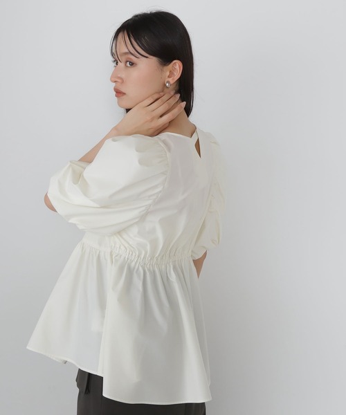 「NATURAL BEAUTY BASIC」 半袖チュニック SMALL オフホワイト レディース_画像2