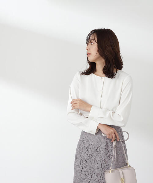 「NATURAL BEAUTY BASIC」 長袖ブラウス MEDIUM グレイッシュベージュ レディース_画像4