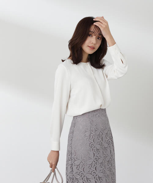 「NATURAL BEAUTY BASIC」 長袖ブラウス MEDIUM グレイッシュベージュ レディース_画像5