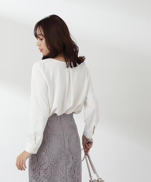 「NATURAL BEAUTY BASIC」 長袖ブラウス MEDIUM グレイッシュベージュ レディース_画像7