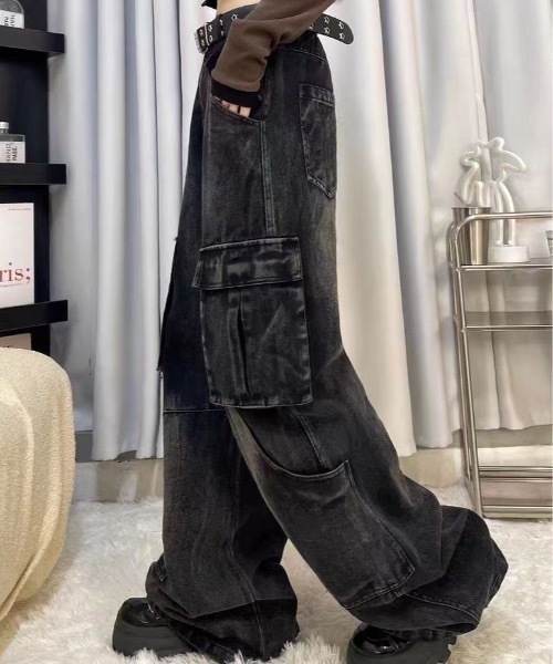 「lilful」 カーゴパンツ L ブラック レディース_画像3