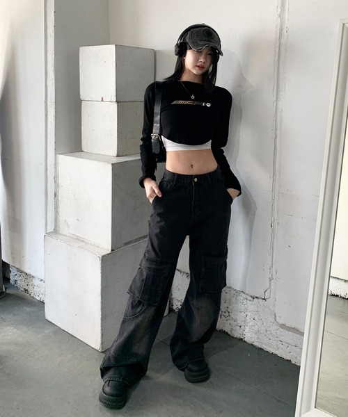 「lilful」 カーゴパンツ L ブラック レディース_画像8