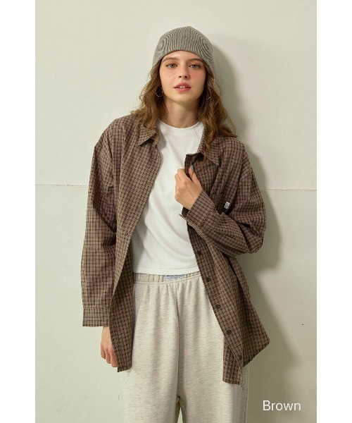 ALEXIA STAM Relax shirts 長袖シャツ ブラウン ALEXIA STAM（アリシアスタン） ブラウス シャツ Relaxed Plaid Shirt