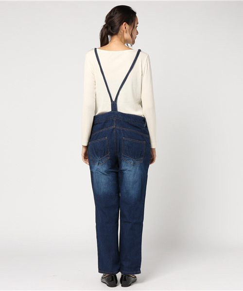 トレンド感満載！ゆるだぼシルエットのデニムオーバーオール Fashion Letter サロペット オーバーオール ゆるサロペット
