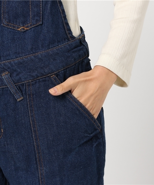 トレンド感満載！ゆるだぼシルエットのデニムオーバーオール FREAK'S STORE｜ワイドシルエット サイドポケット