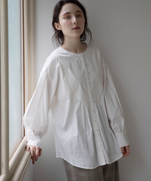 シャツ ブラウス volume cotton like shirt/ボリュームコットン