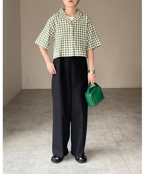 She's Closet ブラウス シャツ ギンガムチェック柄ショート丈