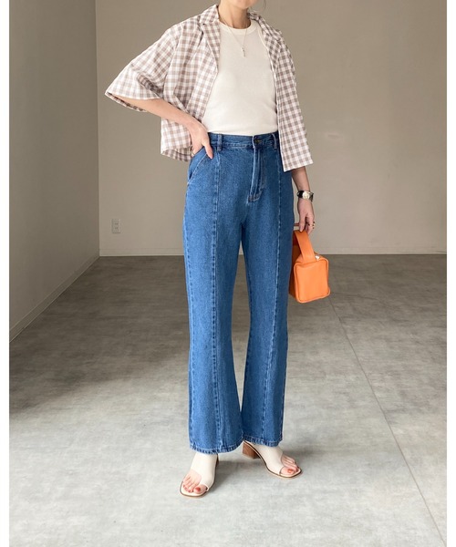 【新品タグ付き】フランシュリッペ ギンガムチェック 半袖ジャケット FL5 She's Closet ブラウス シャツ ギンガムチェック柄ショート丈