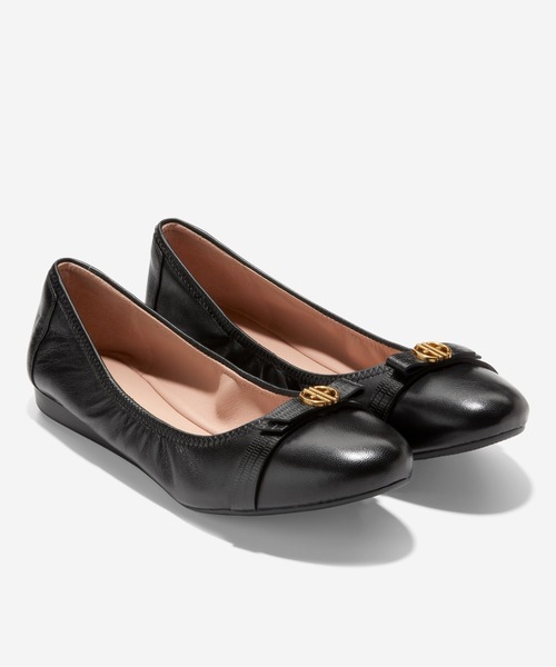 【ほぼ新品】コールハーン トバ ボウ バレエ フラットパンプス レザー ブラック COLE HAAN バレエシューズ パンプス トバ ボウ バレエ womens