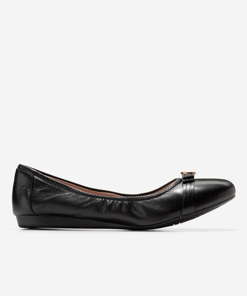 【ほぼ新品】コールハーン トバ ボウ バレエ フラットパンプス レザー ブラック COLE HAAN バレエシューズ パンプス トバ ボウ バレエ womens