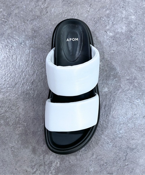 サンダル 「APOM」本革パデットダブルストラップサンダル レディース 