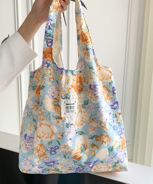 【未使用・美品】CARAMEL 花柄トートバッグ ピンク スモール】デザイントートバッグ ビッグ 花柄 ロゴ ピンク 桜