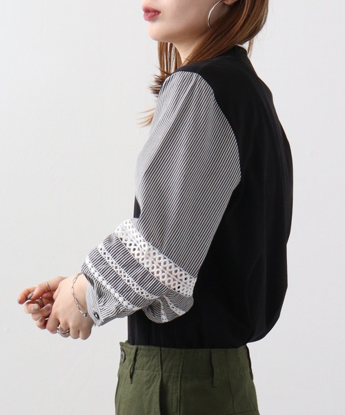 EGLANTINE tシャツ Eglantine 袖ハシゴレースCS レディース