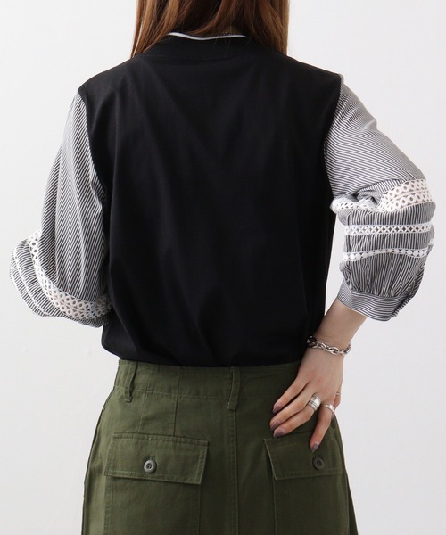 EGLANTINE tシャツ Eglantine 袖ハシゴレースCS レディース