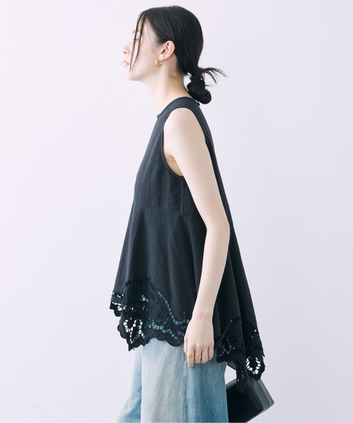 バビロン　カットワークノースリブラウス BABYLONE ブラウス シャツ カットワークノースリブラウス