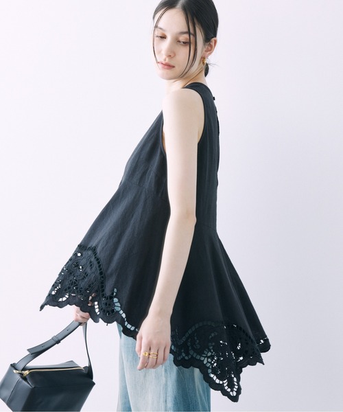 バビロン　カットワークノースリブラウス BABYLONE ブラウス シャツ カットワークノースリブラウス