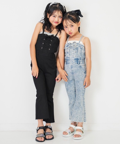 ANAP kids サロペット オーバーオール レースアップ フレア