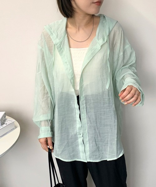CRB ブラウス シャツ フード付きシアーシャツ レディース