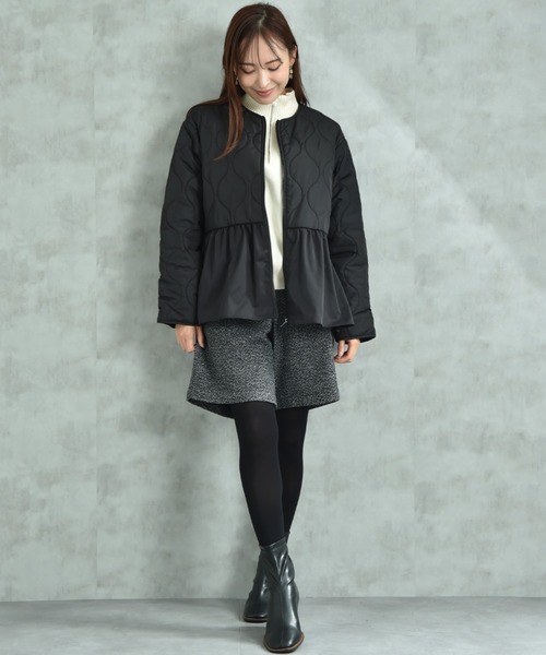 INTERPLANET - ❤️ タフタ＊キルトペプラムショートコート❤️新品未使用 INTERPLANET コート アウター タフタ＊キルトペプラムショート