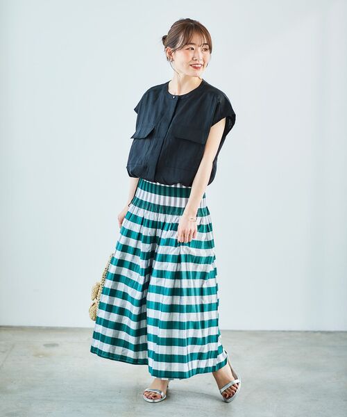 le.coeur blanc（ルクールブラン） スカート チェック×ストライプ