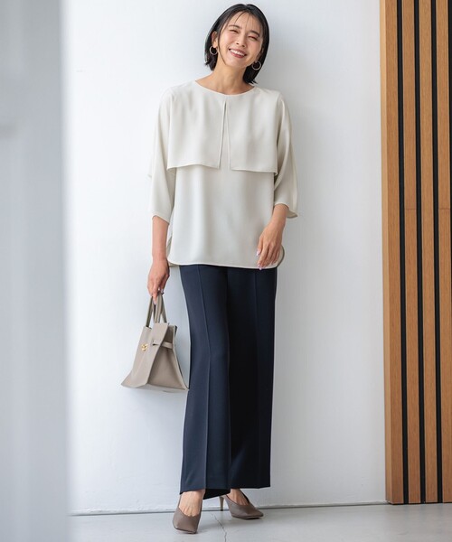 23区 tシャツ 「洗える」ストレッチジョーゼット ケープデザイン