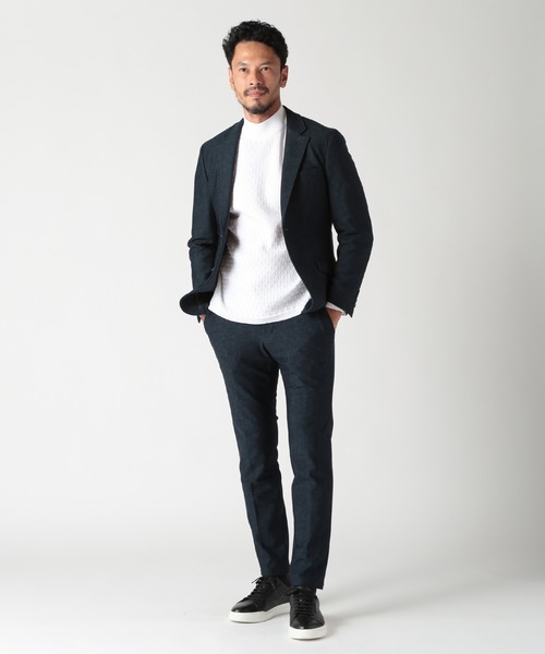 MEN'S BIGI tシャツ ニットコンビモックネックカットソー メンズ