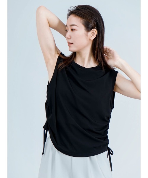 tシャツ 「吸水速乾・ストレッチ」サイドドロストノースリカットソー レディース YORT tシャツ 「吸水速乾・ストレッチ」サイドドロストノースリ