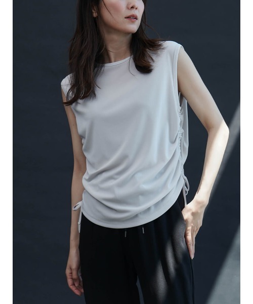 tシャツ 「吸水速乾・ストレッチ」サイドドロストノースリカットソー レディース YORT tシャツ 「吸水速乾・ストレッチ」サイドドロストノースリ