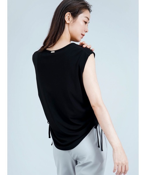 tシャツ 「吸水速乾・ストレッチ」サイドドロストノースリカットソー レディース YORT tシャツ 「吸水速乾・ストレッチ」サイドドロストノースリ