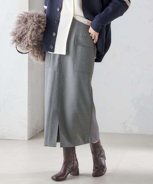 SHIPS（シップス） スカート 「手洗い可能」シャーク ツイード