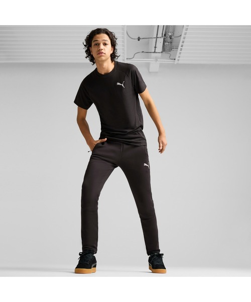 PUMA トレーニングパンツ 黒 白ストライプ PUMA｜メンズ トレーニング シャドウ ストライプ ニット パンツ