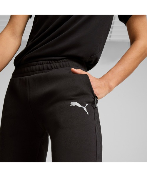 PUMA トレーニングパンツ 黒 白ストライプ PUMA｜メンズ トレーニング シャドウ ストライプ ニット パンツ