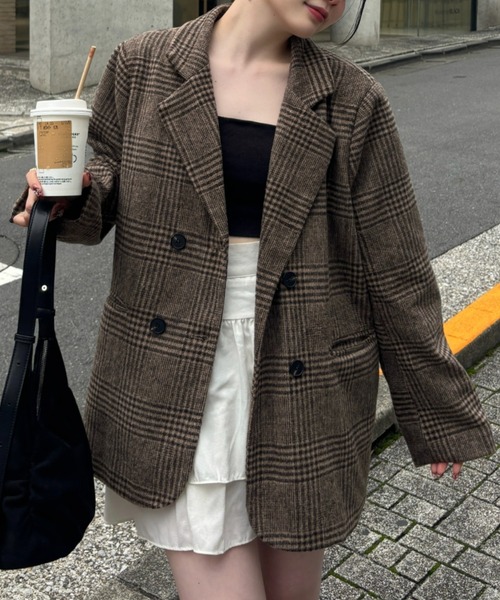 Ada. ジャケット テーラードジャケット 柔らかタッチ チェック