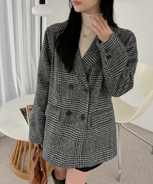 Ada. ジャケット テーラードジャケット 柔らかタッチ チェック