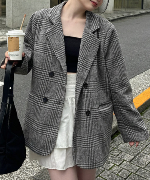 Ada. ジャケット テーラードジャケット 柔らかタッチ チェック