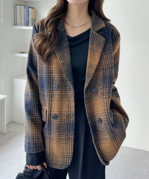 Ada. ジャケット テーラードジャケット 柔らかタッチ チェック