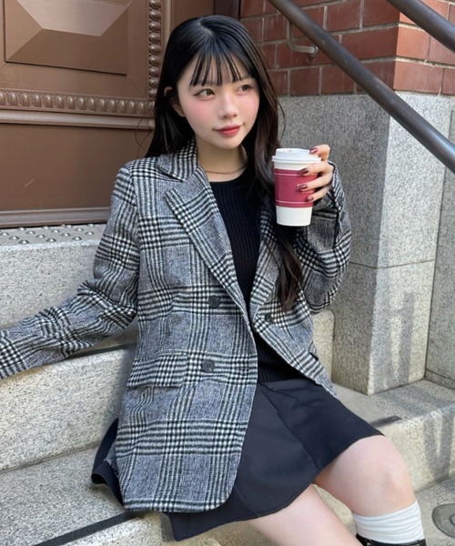 Ada. ジャケット テーラードジャケット 柔らかタッチ チェック