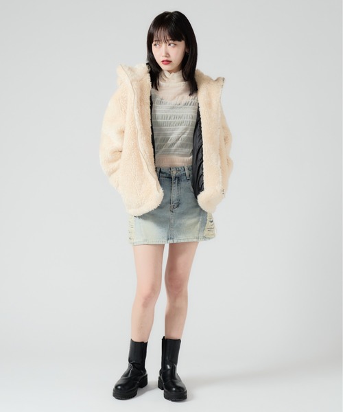 Chick ブルゾン アウター Boa Fleece Rabbit Hood Blouson/ボア