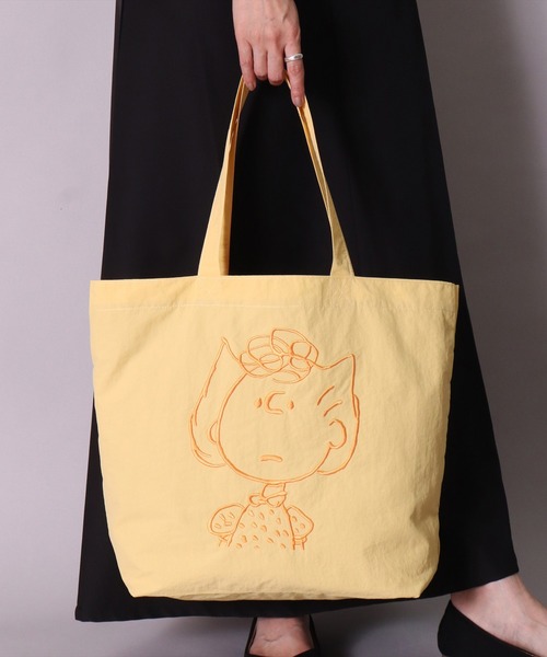 PEANUTS トートバッグ (ACT)「PEANUTS」フェイス 刺繍 ナイロン トート 