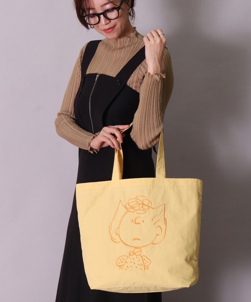 PEANUTS トートバッグ (ACT)「PEANUTS」フェイス 刺繍 ナイロン トート 