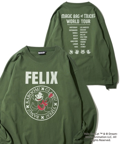 tシャツ 「FELIX THE CAT/フィリックス・ザ・キャット」ツアーイラストロングスリーブTシャツ レディース メンズ ADPOSION tシャツ 「FELIX THE CAT/フィリックス・ザ・キャット