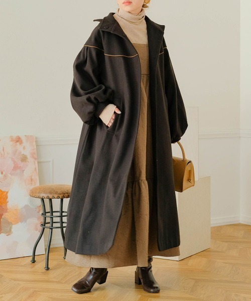 「Bab」 ステンカラーコート M モカ レディース_画像3
