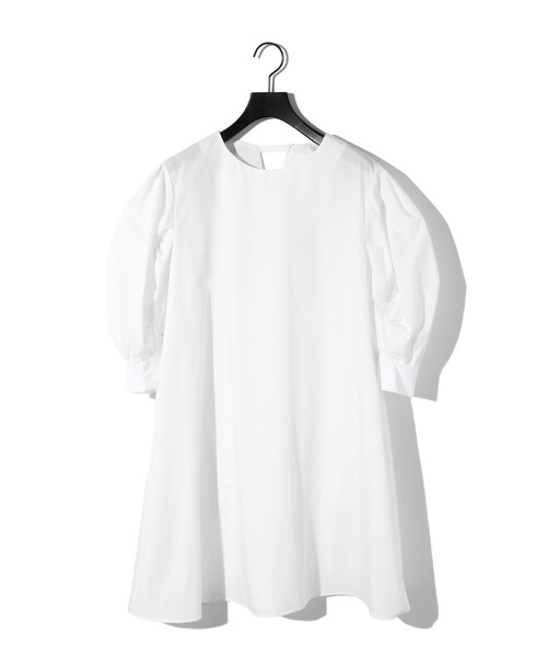 ブラウス シャツ MIDIUMISOLID for Ladies バックスリットボリュームスリーブチュニック レディース